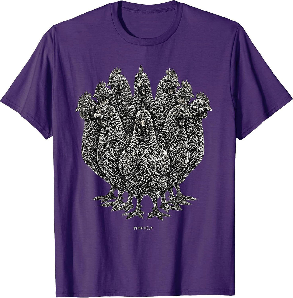 Chicken Silhouettes Funny Chicken Lover Farming Humor T-Shirt - Purple