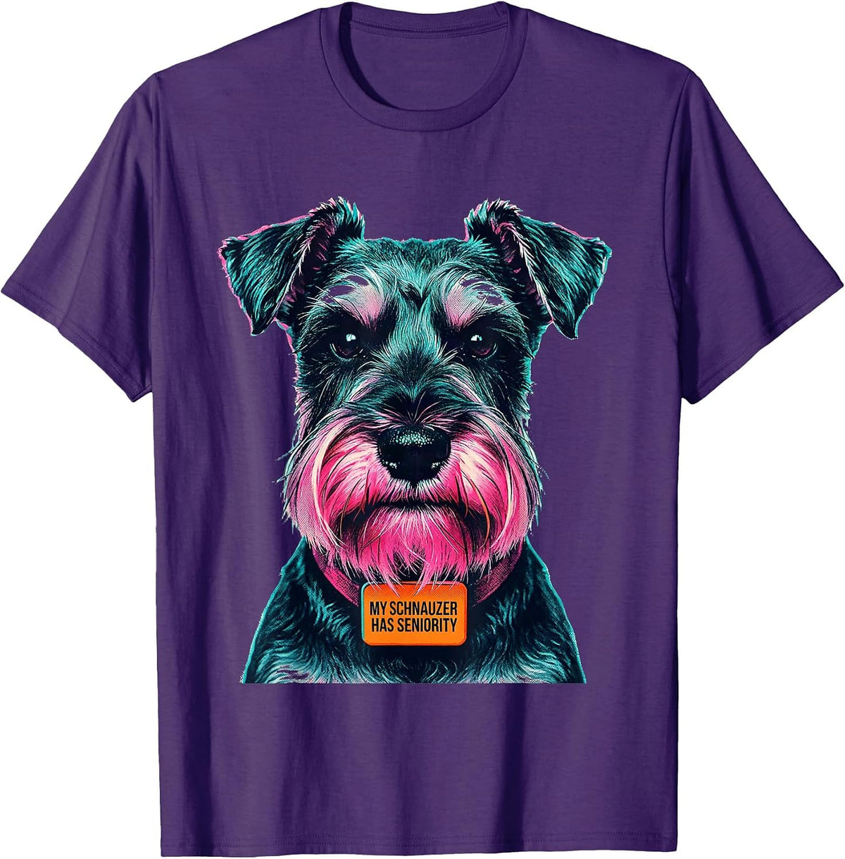 Men's My Schnauzer Has Seniority Funny Miniature Schnauzer Lover T-Shirt - Purple