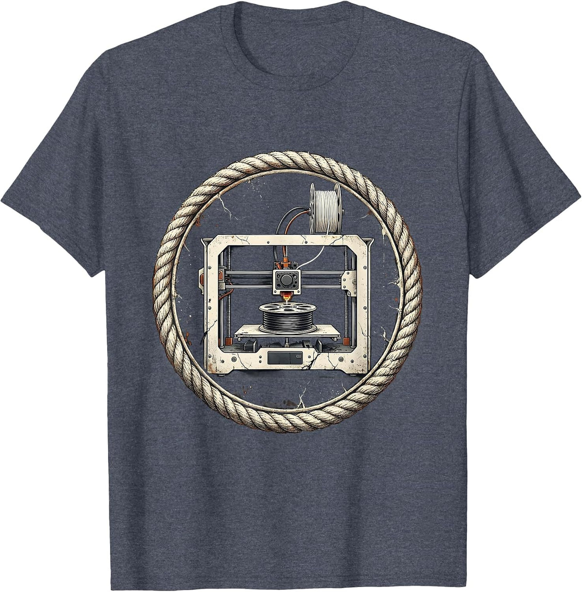 Sealed Printer Badge Distressed 3D Printing Hobbyist T-Shirt - Heather Blue