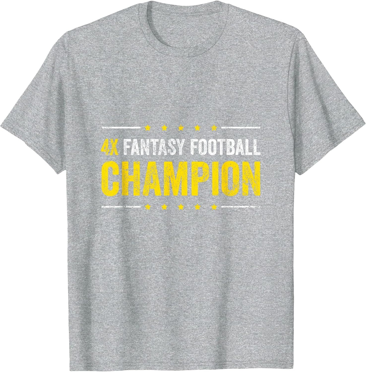 Fantasy Football 4 Time Winner Champ Champion T-Shirt - Heather Grey