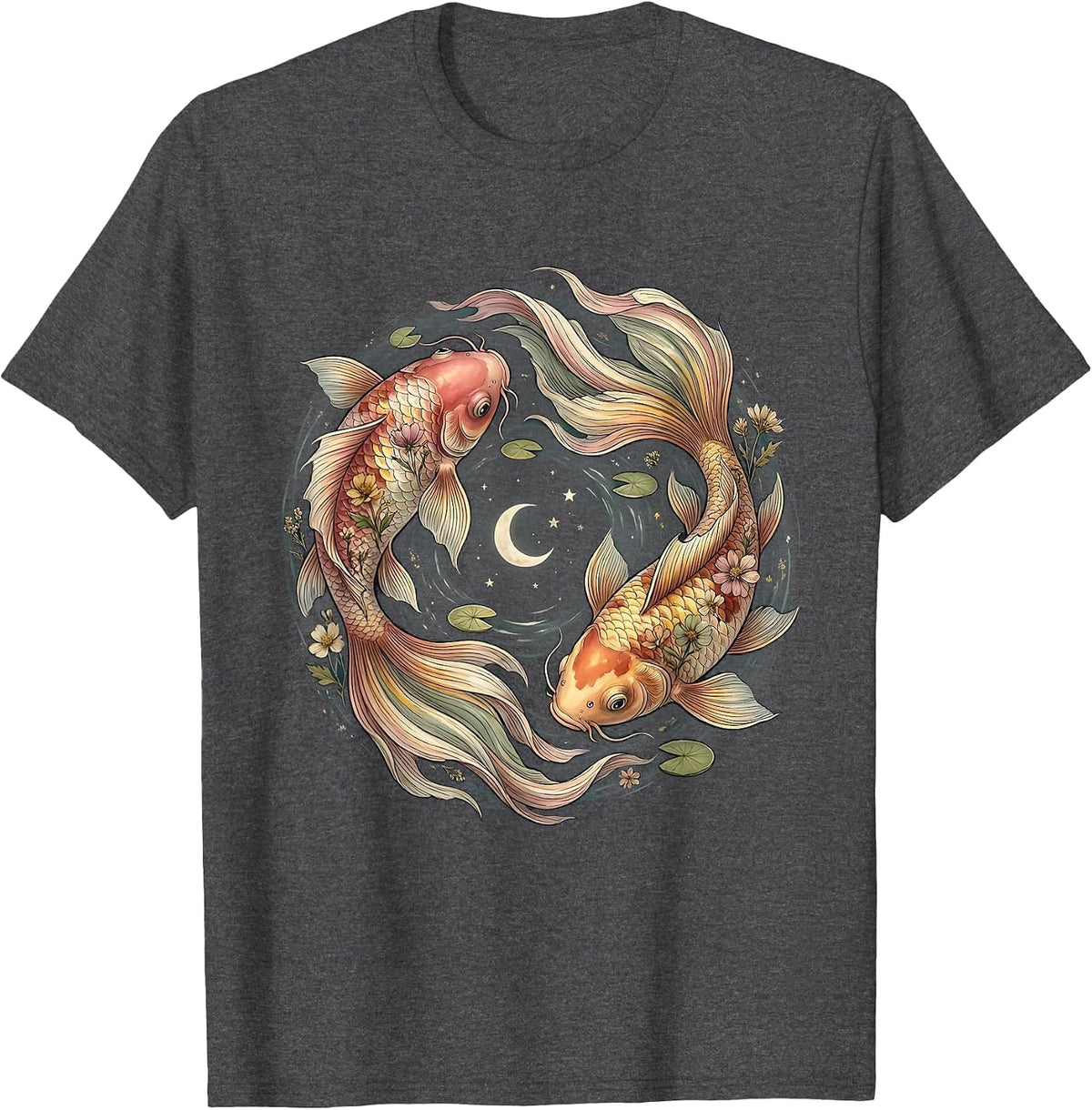Men's Rainbow Koi Fish Circle LGBT Pride Graphic T-Shirt - Dark Heather Grey
