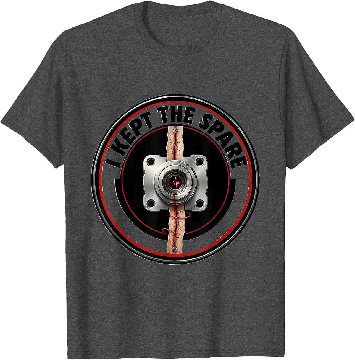 I Kept The Spare Funny Open Heart Surgery Survivor Recovery T-Shirt - Dark Heather Grey