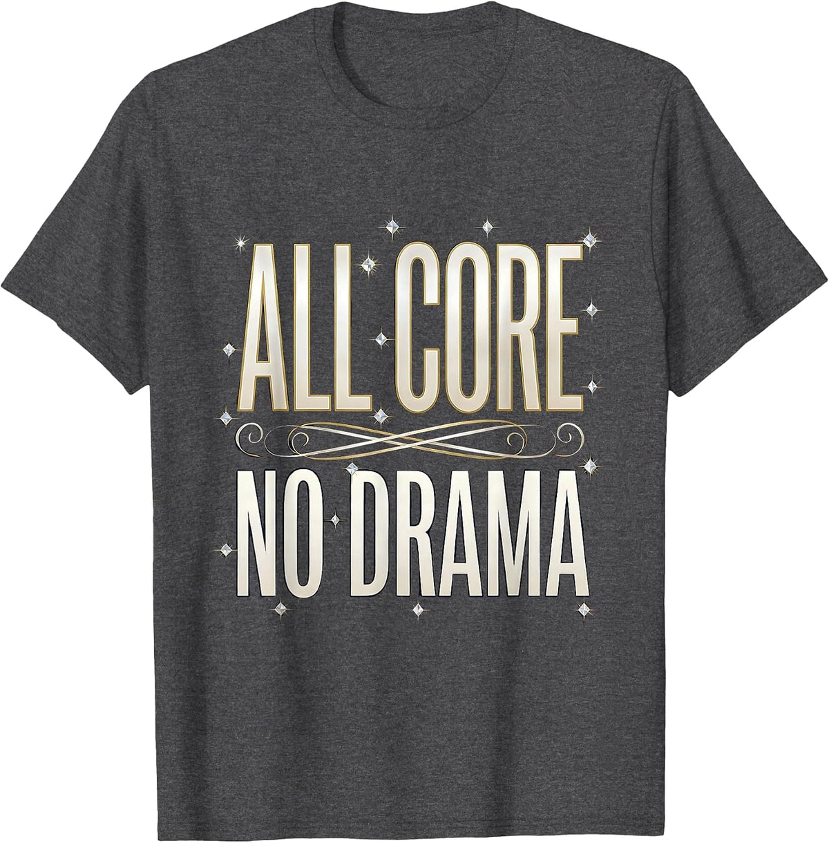 Men's All Core No Drama Pilates Lover Design T-Shirt - Dark Heather Grey