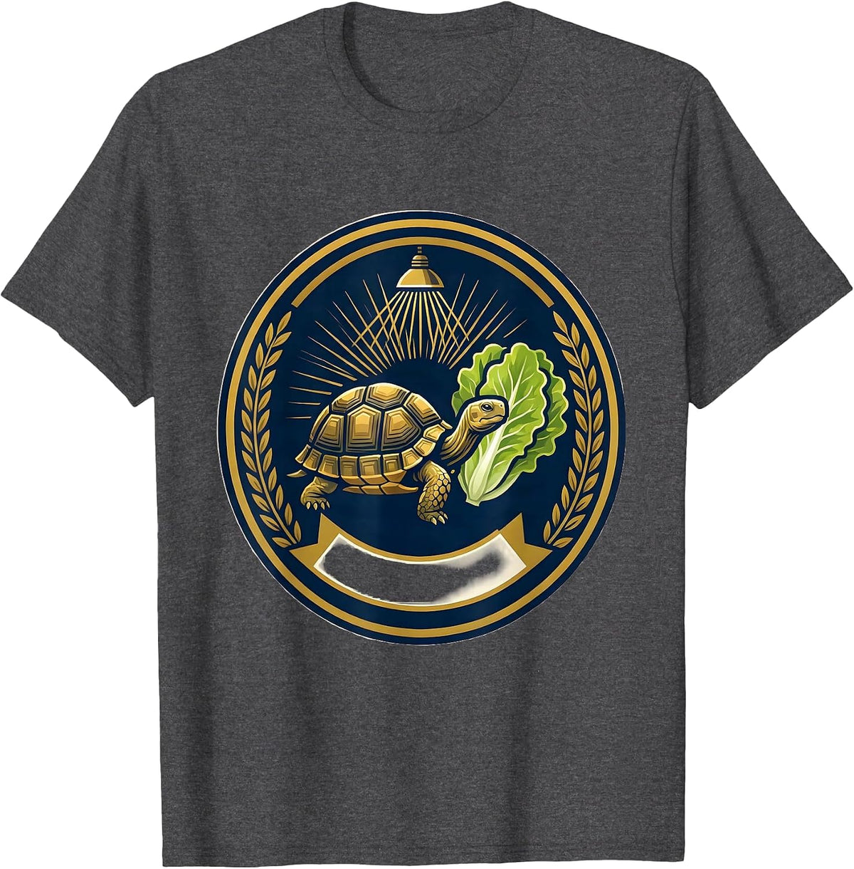 Men's Tortoise Seal Pet Lover Humor Emblem T-Shirt - Dark Heather Grey