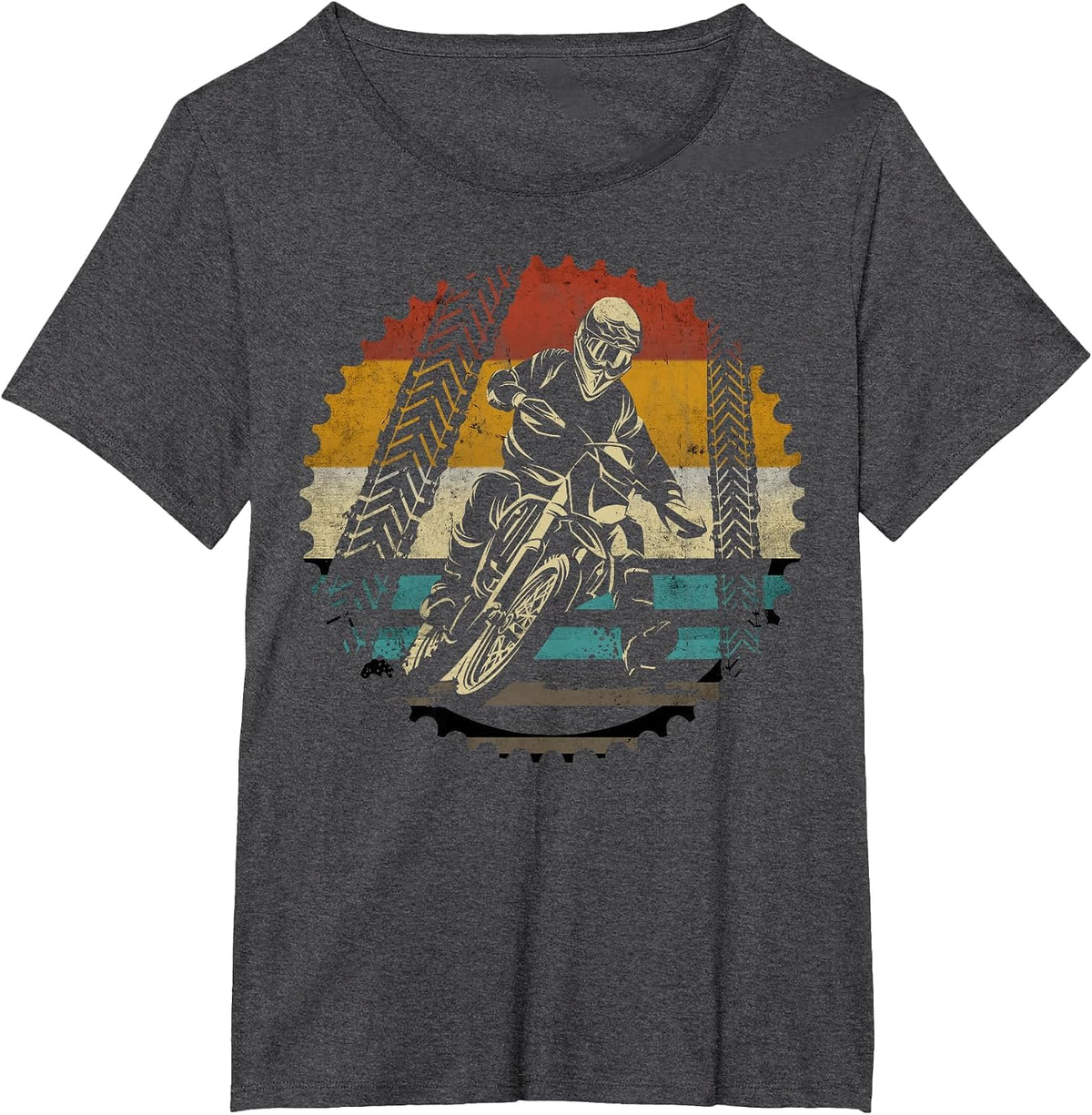 Motocross Dirt Bike Enduro Off Road Biker Retro Vintage T-Shirt - Dark Heather Grey