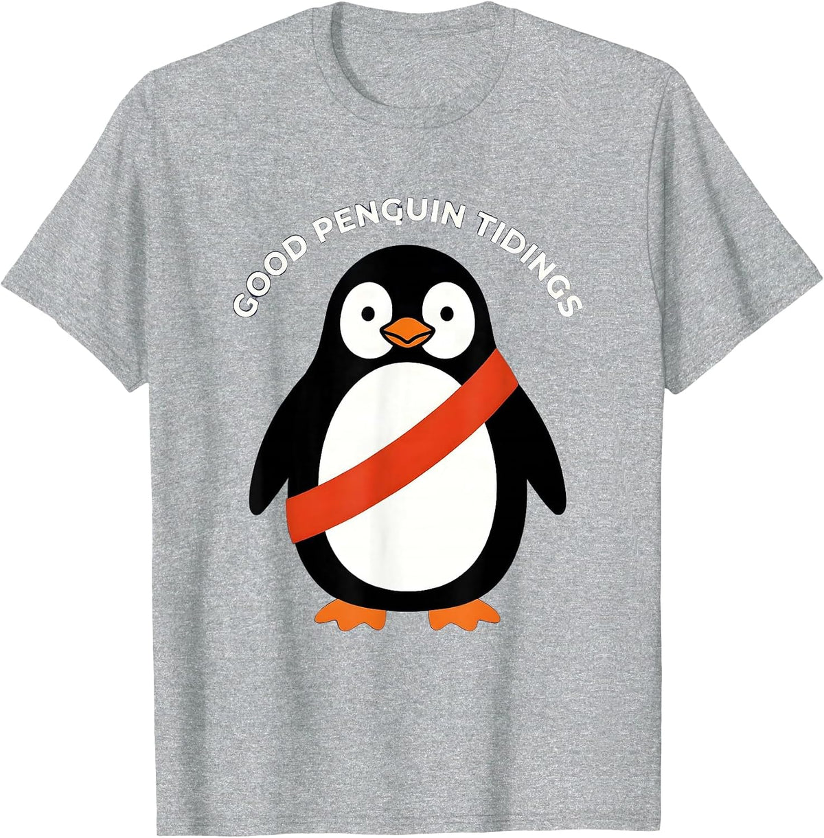 Men's Good Penguin Tidings Funny Penguin Lover Christmas Humor T-Shirt - Heather Grey