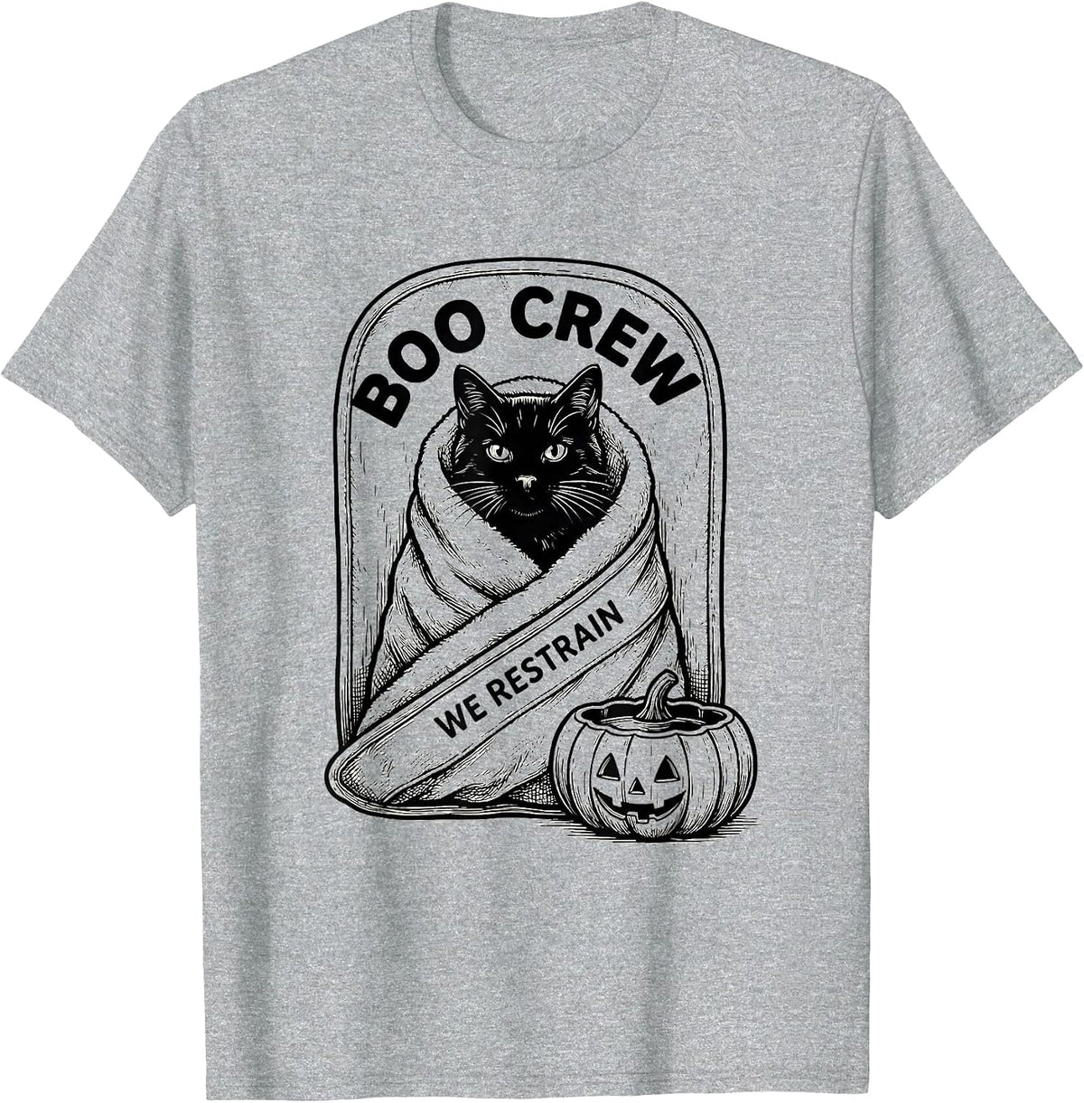 Men's Boo Crew We Restrain Funny Vet Tech Halloween Veterinary T-Shirt - Heather Grey
