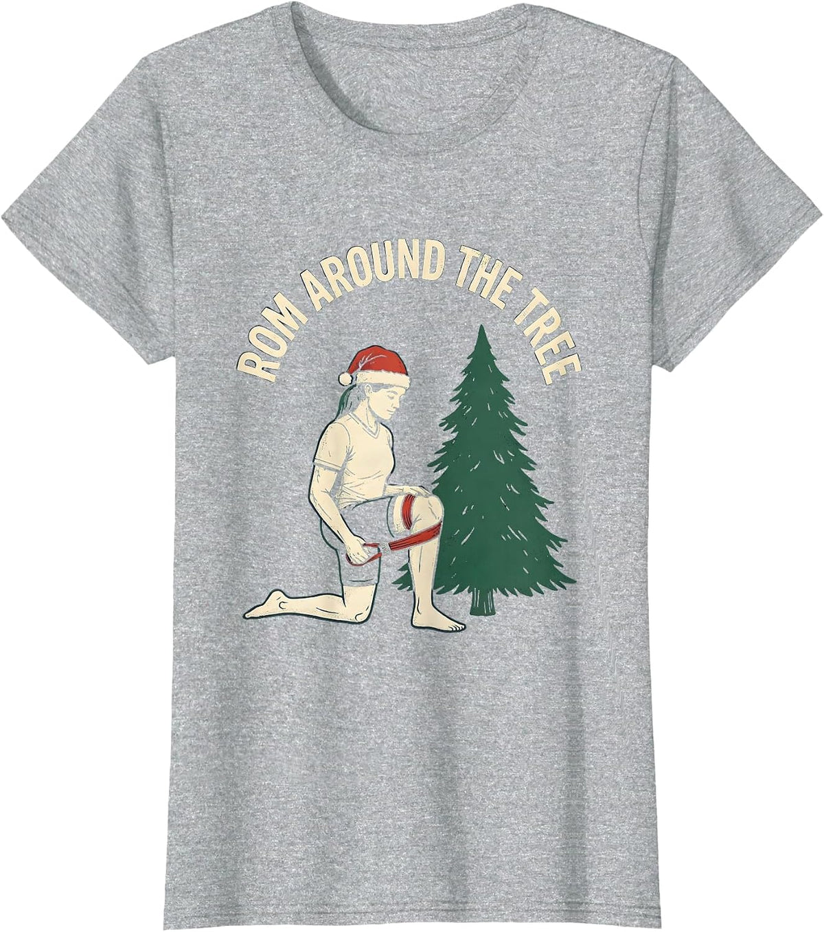 ROM Around The Tree Vintage Physical Therapist Christmas T-Shirt - Heather Grey