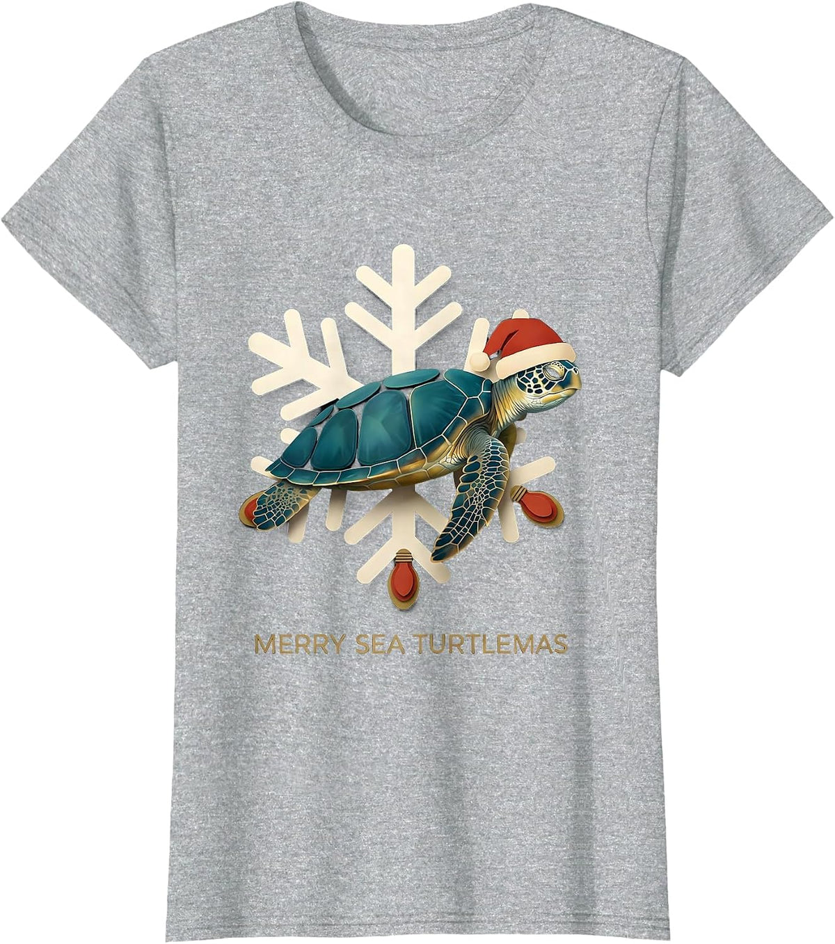 Merry Sea Turtlemas Whimsical Sea Turtle Lover Christmas T-Shirt - Heather Grey