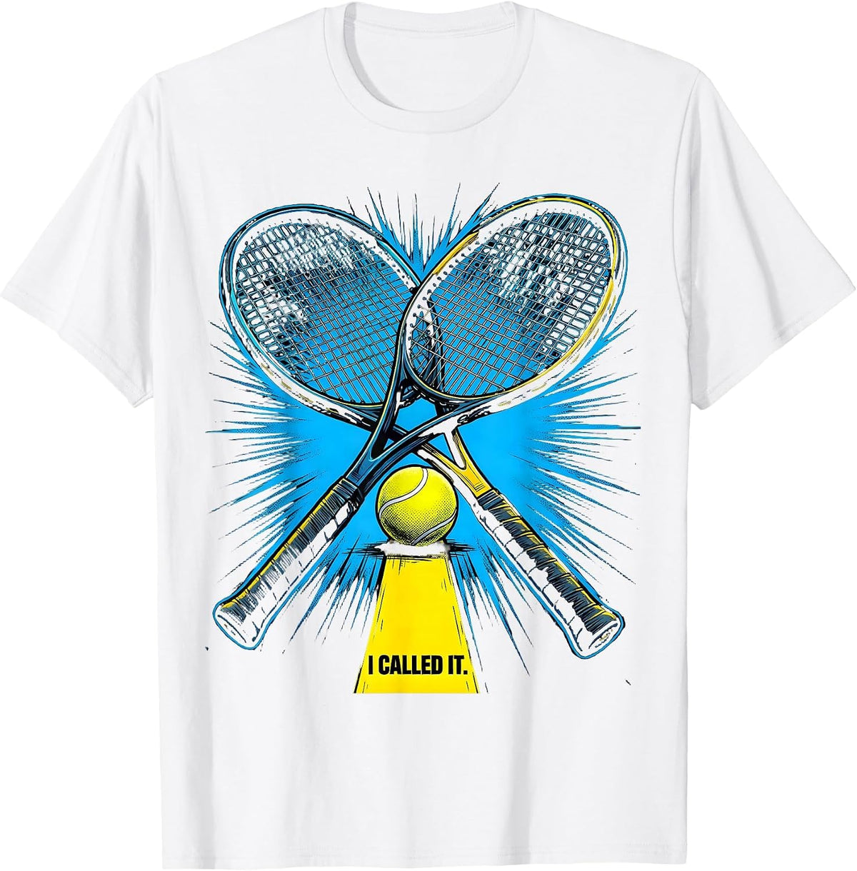 Men's I Called It Funny Tennis Player Comic Book Novelty T-Shirt - White