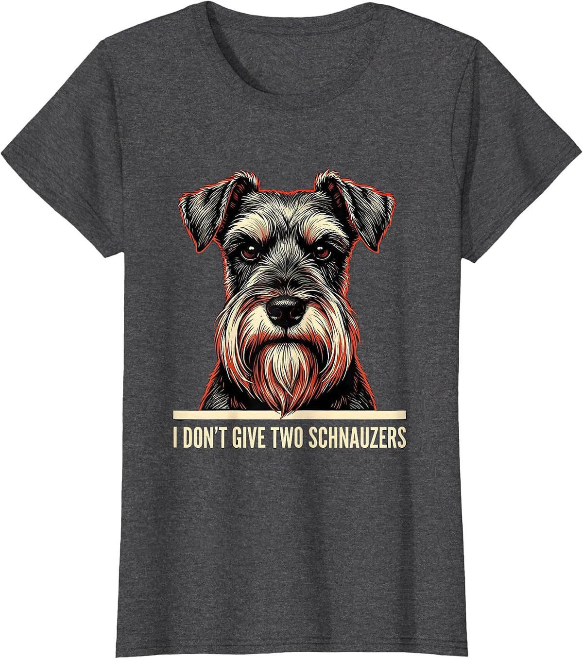 Women's I Don't Give Two Schnauzers Funny Miniature Schnauzer Lover T-Shirt - Dark Heather Grey