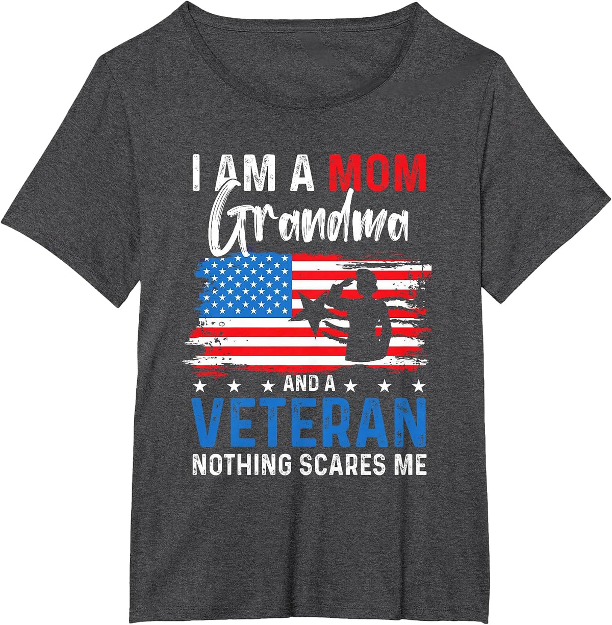 Veterans Day Woman Brave Heroes Proud Female USA Mom Grandma T-Shirt - Dark Heather Grey
