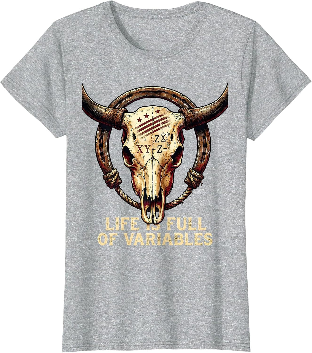 Life Is Full Of Variables Math Teacher Design T-Shirt - Heather Grey