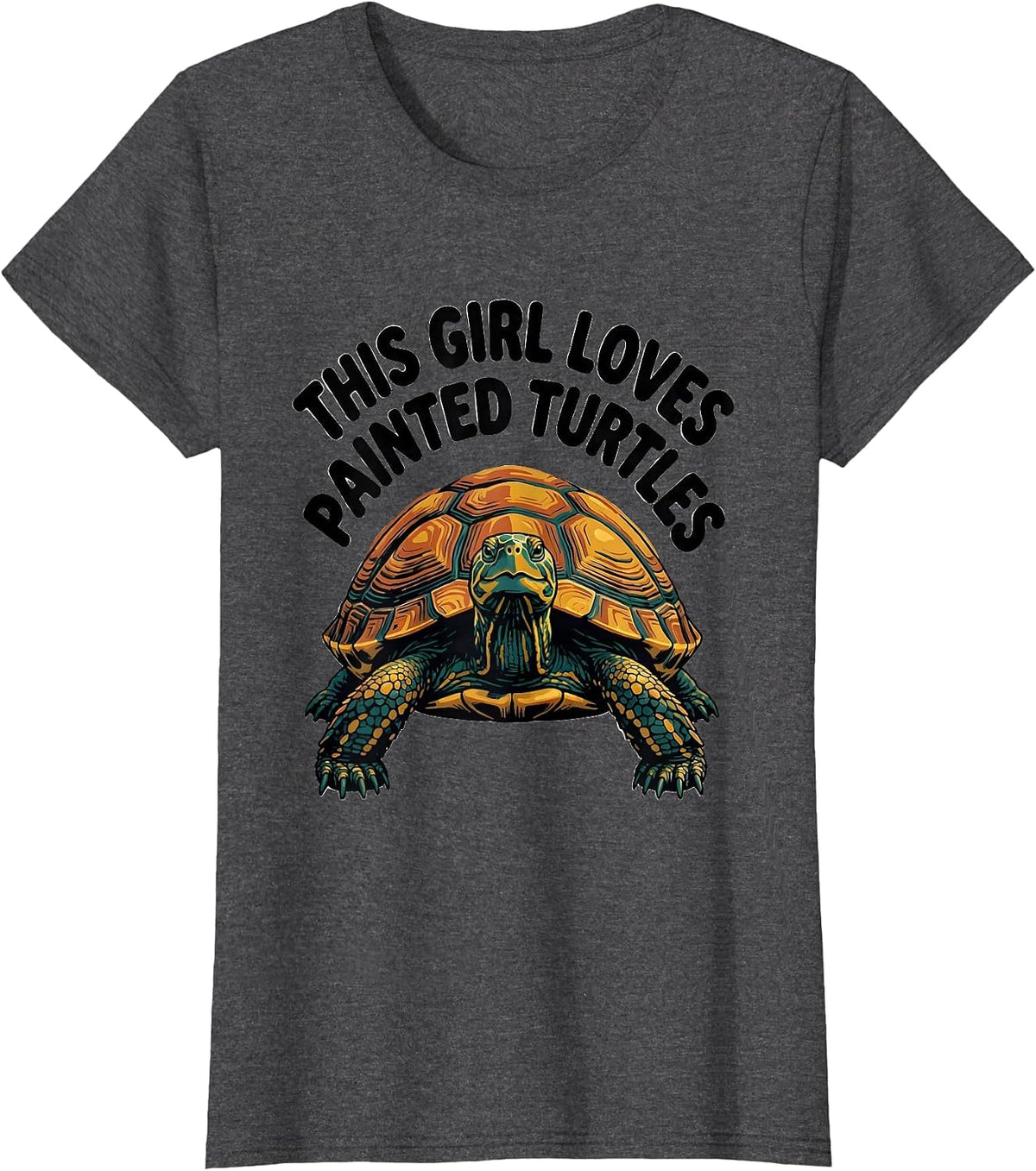 Women's This Girl Loves Painted Turtles Funny Turtle Lover Reptile T-Shirt - Dark Heather Grey