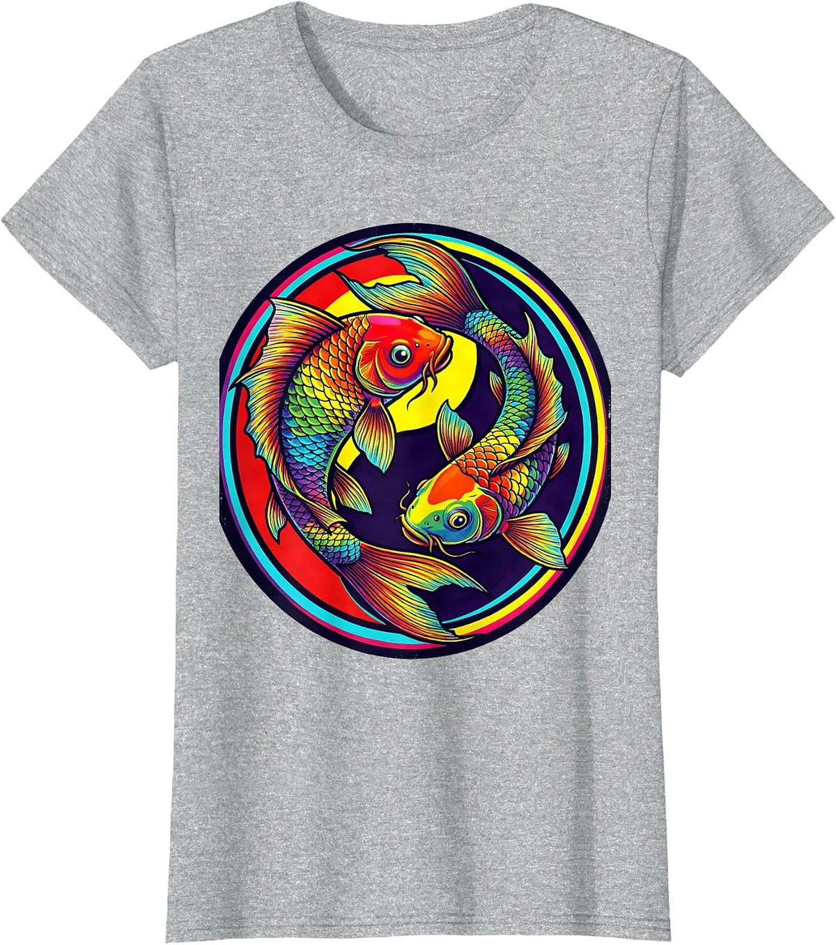 Women's Rainbow Koi Fish Circle Gay Pride Graphic T-Shirt - Heather Grey