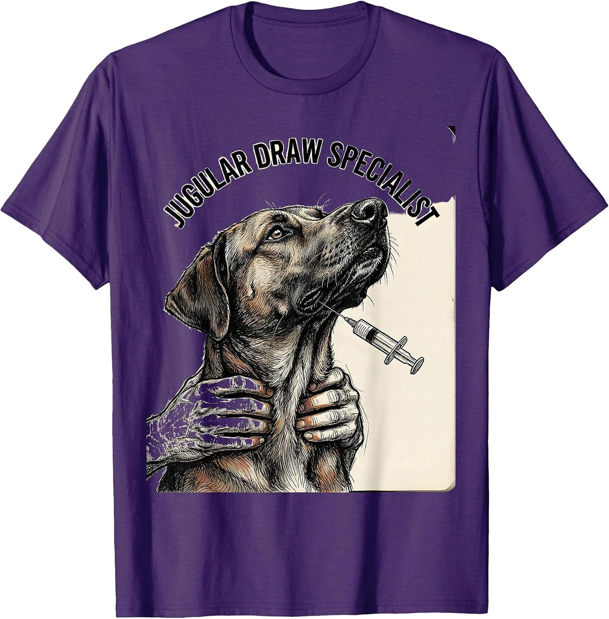 Jugular Draw Specialist Funny Vet Tech Veterinary Technician T-Shirt - Purple