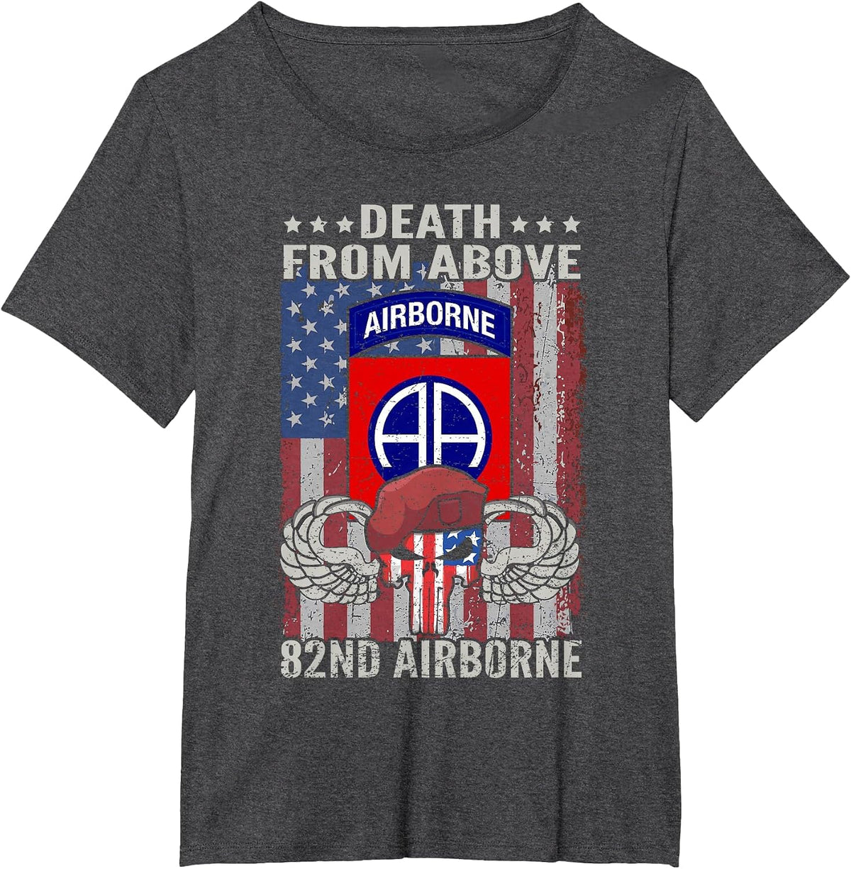 Death from Above USA 82nd Airborne Division Veteran T-Shirt - Dark Heather Grey