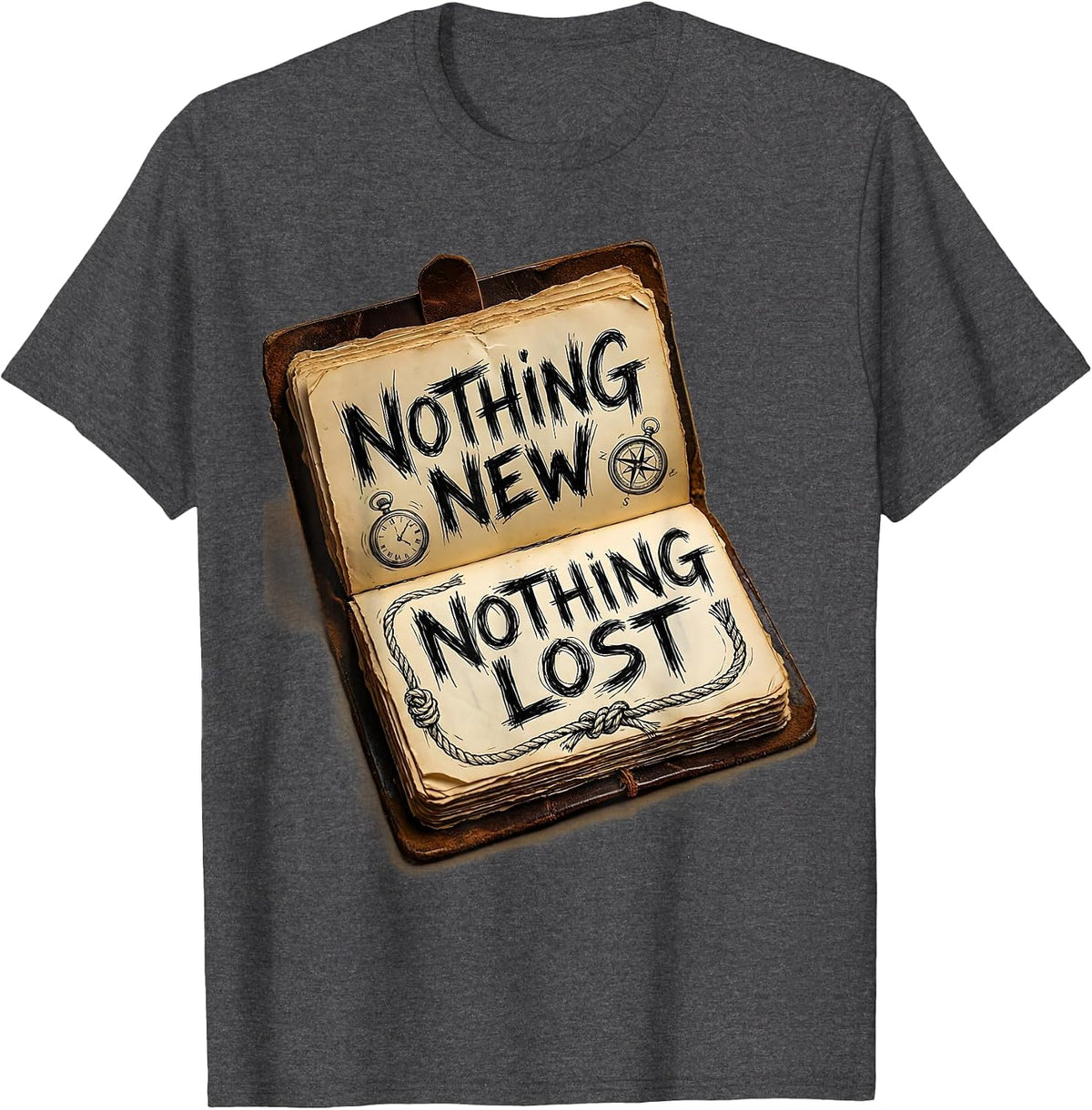 Nothing New Nothing Lost Vintage Graphic Design T-Shirt - Dark Heather Grey