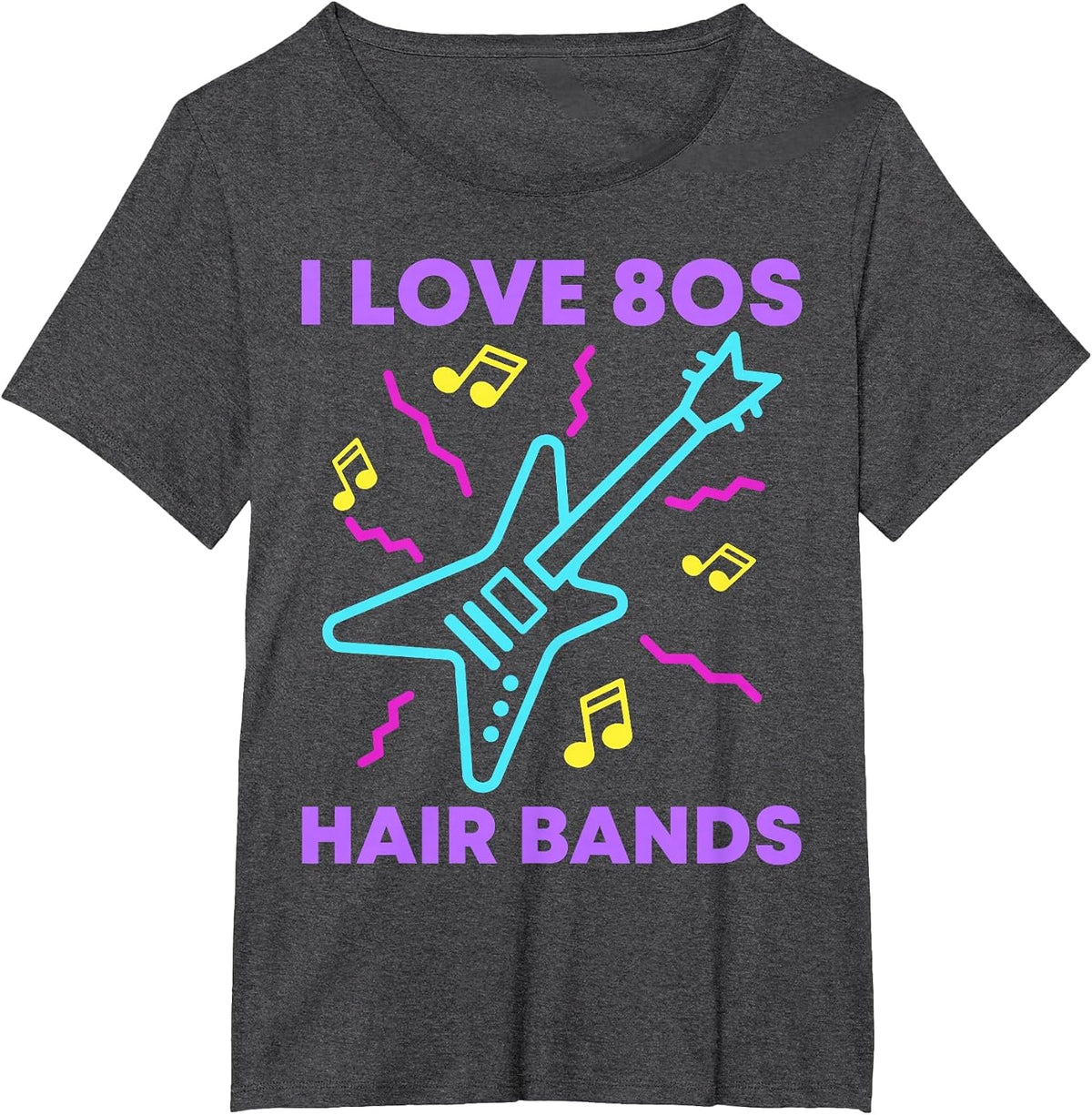I Love 80s Hair Bands Shirt Funny Rock Band Heavy Metal Fan T-Shirt - Dark Heather Grey