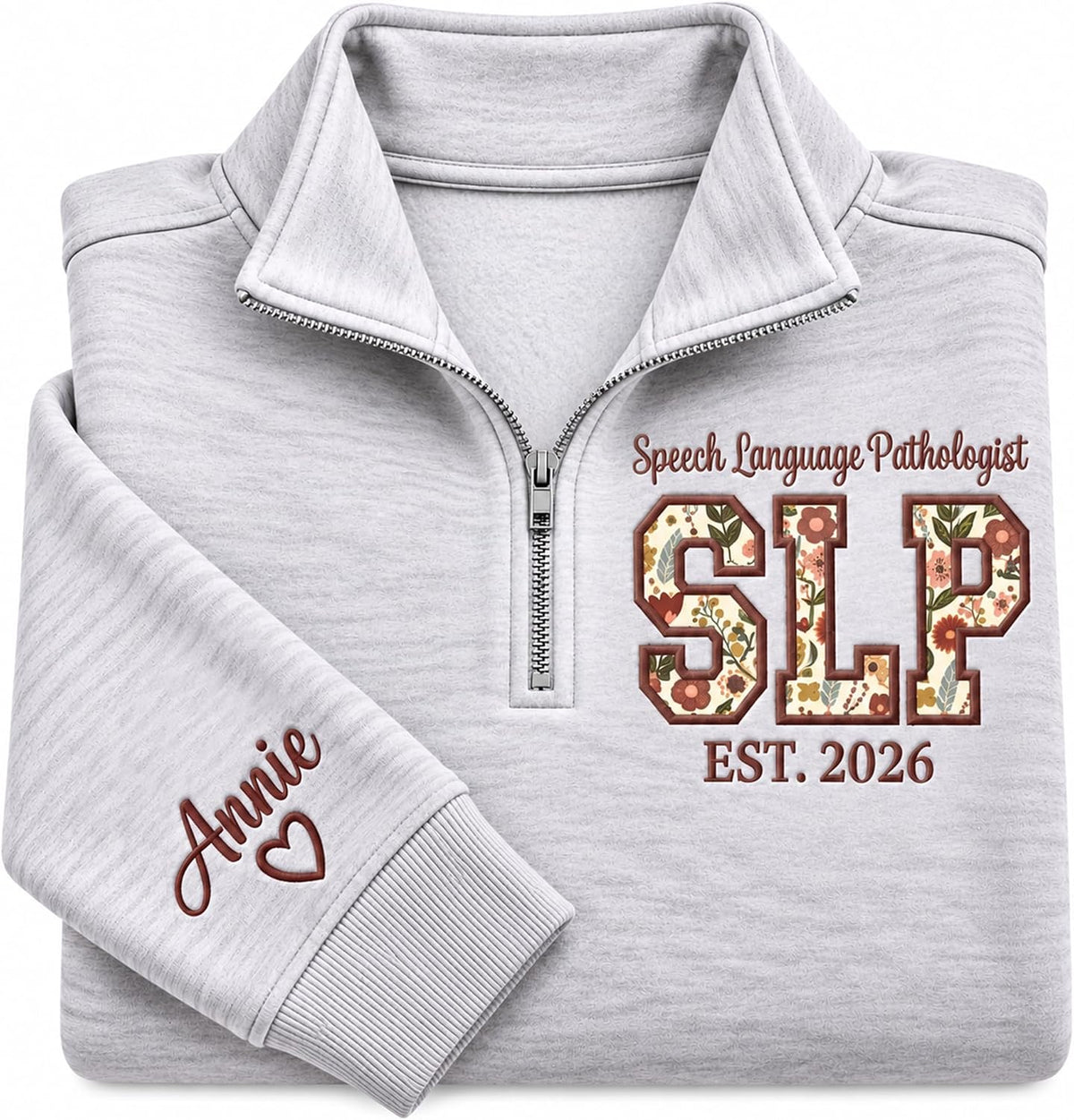 Custom Embroidered Profession Quarter Zip Sweatshirt, Personalized Workwear for Office, Clinic, Professional Gifts - Speech