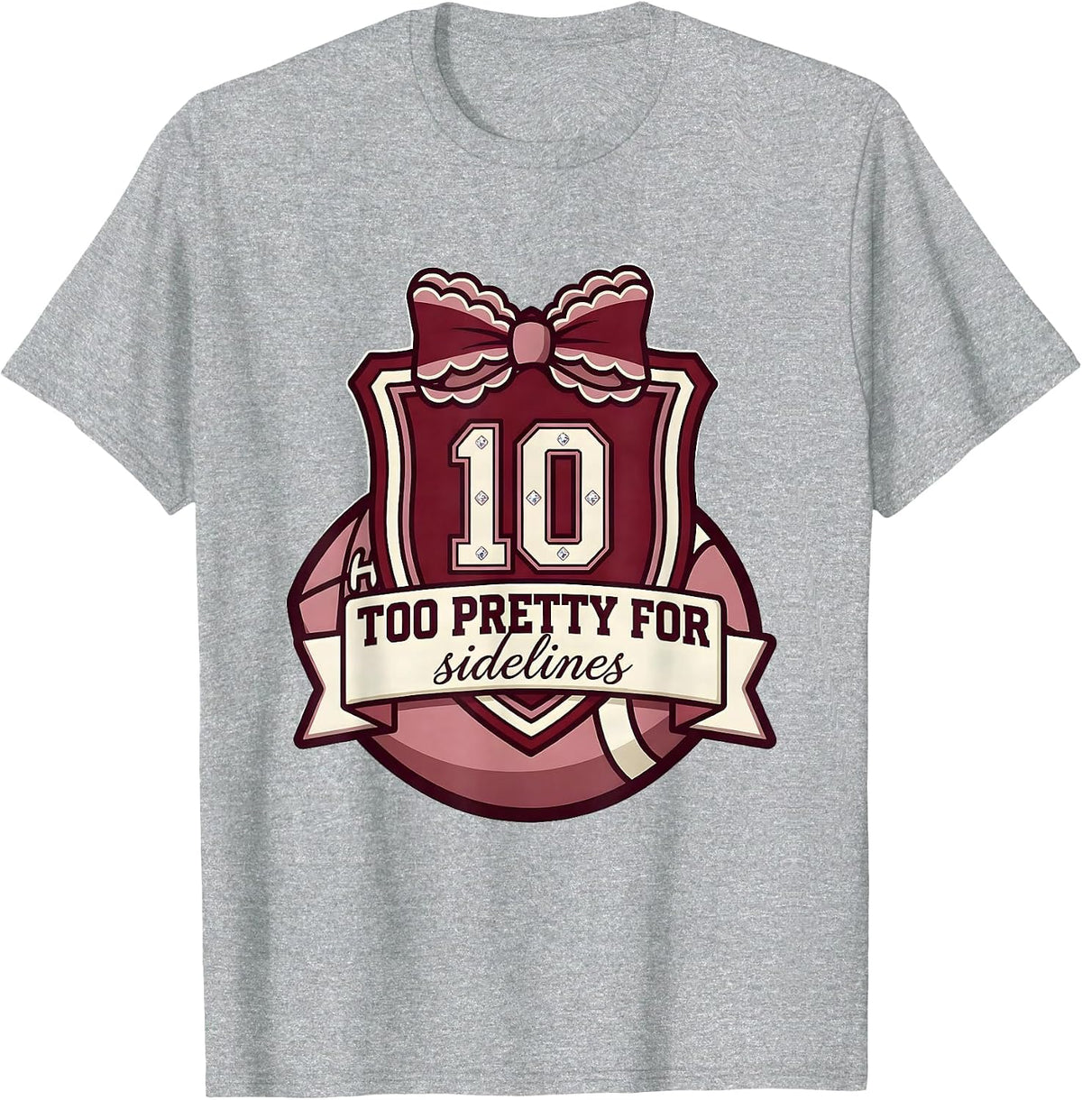 Men's Too Pretty For Sidelines Rugby Design T-Shirt - Heather Grey