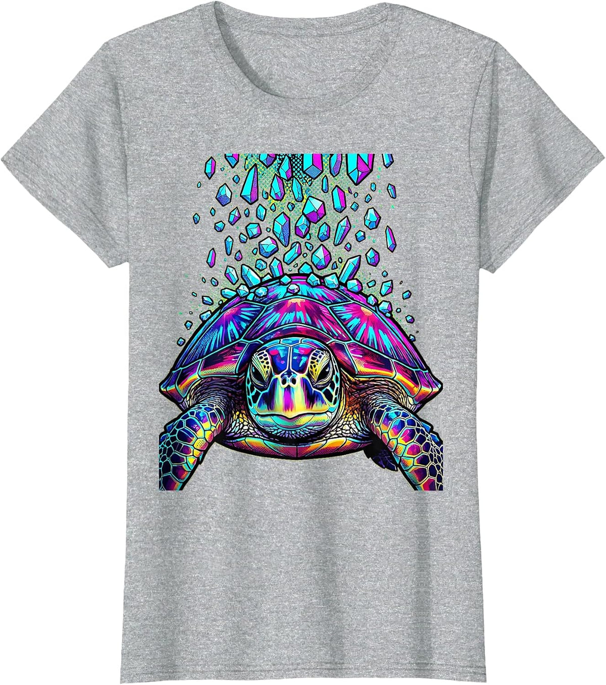 Women's Sea Turtle Salty Ocean Salt Crystal Graphic T-Shirt - Heather Grey