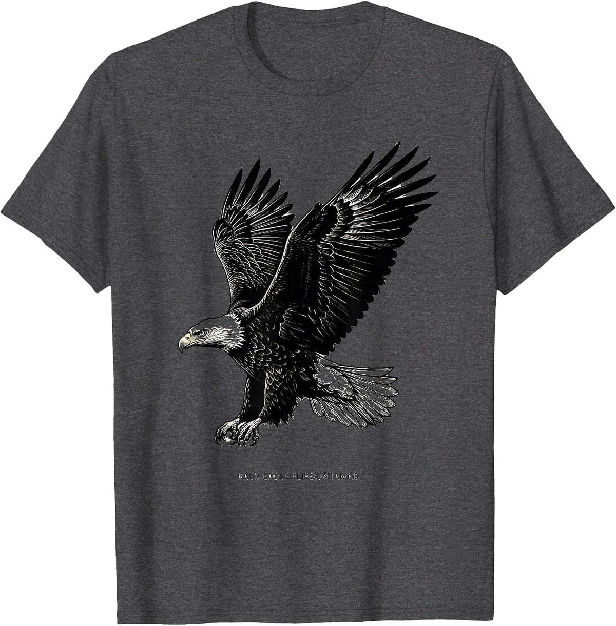Bald Eagle Flies Untamed Patriotic Wildlife Bird Nature T-Shirt - Dark Heather Grey