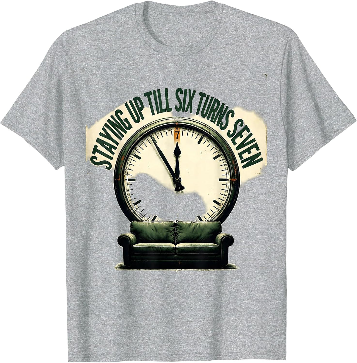 Men's Staying Up Till Six Turns Seven Vintage Funny Kids NYE 2026 T-Shirt - Heather Grey
