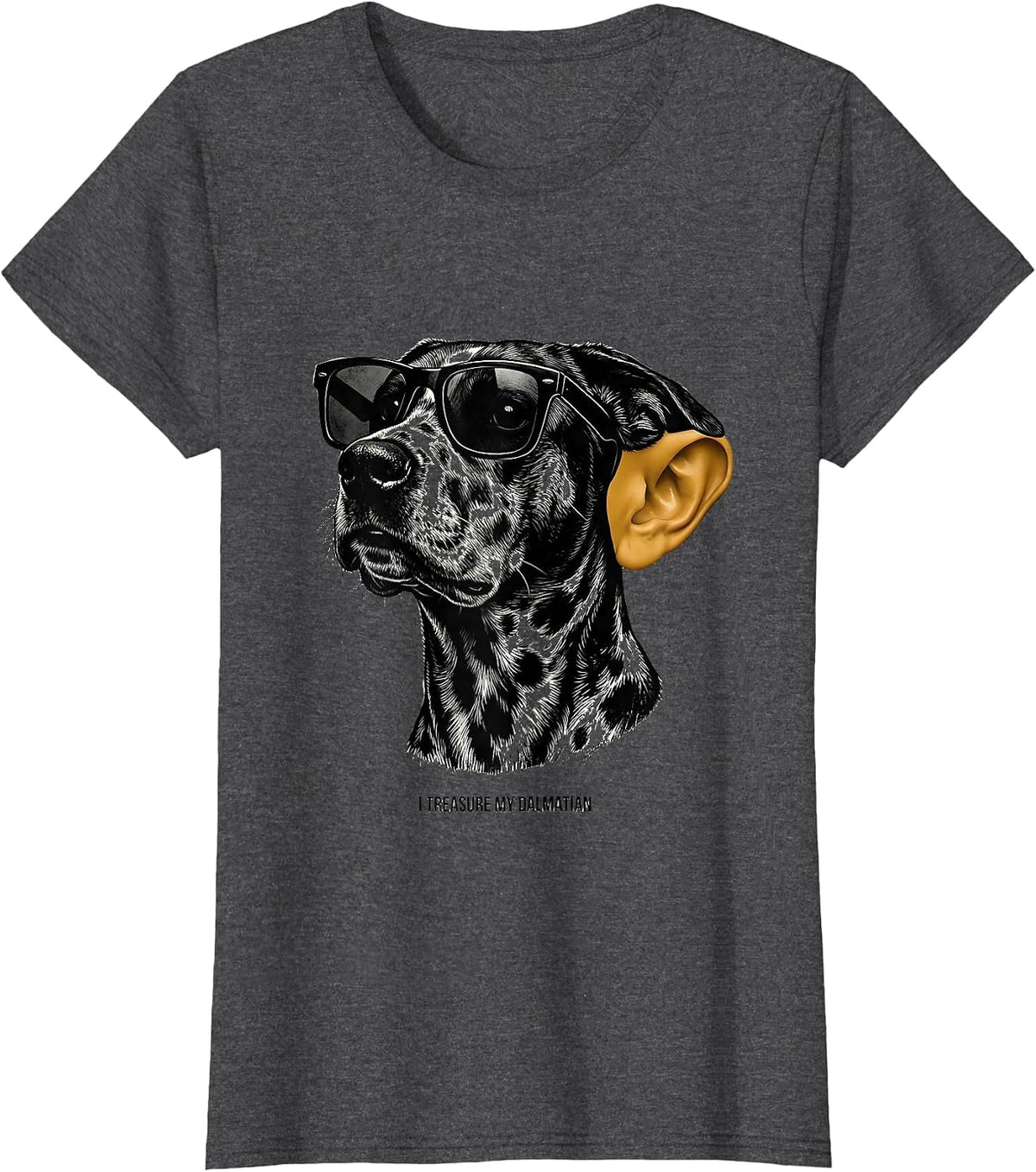 Women's I Treasure My Dalmatian Funny Dalmatian Dog Breed Portrait T-Shirt - Dark Heather Grey