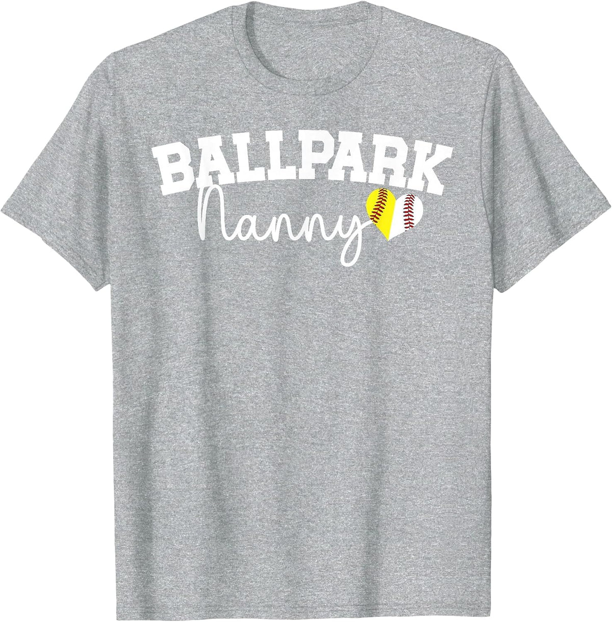 Ballpark Nanny Grandma Softball Baseball Nanny of Ballers T-Shirt - Heather Grey