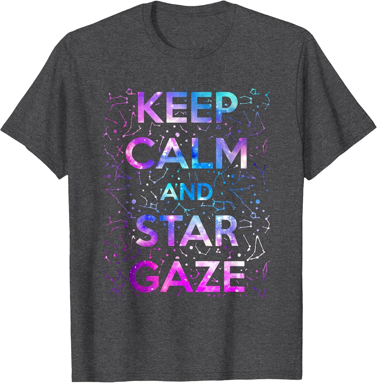Keep Calm and Star Gaze Stargazing Constellation Space T-Shirt - Dark Heather Grey