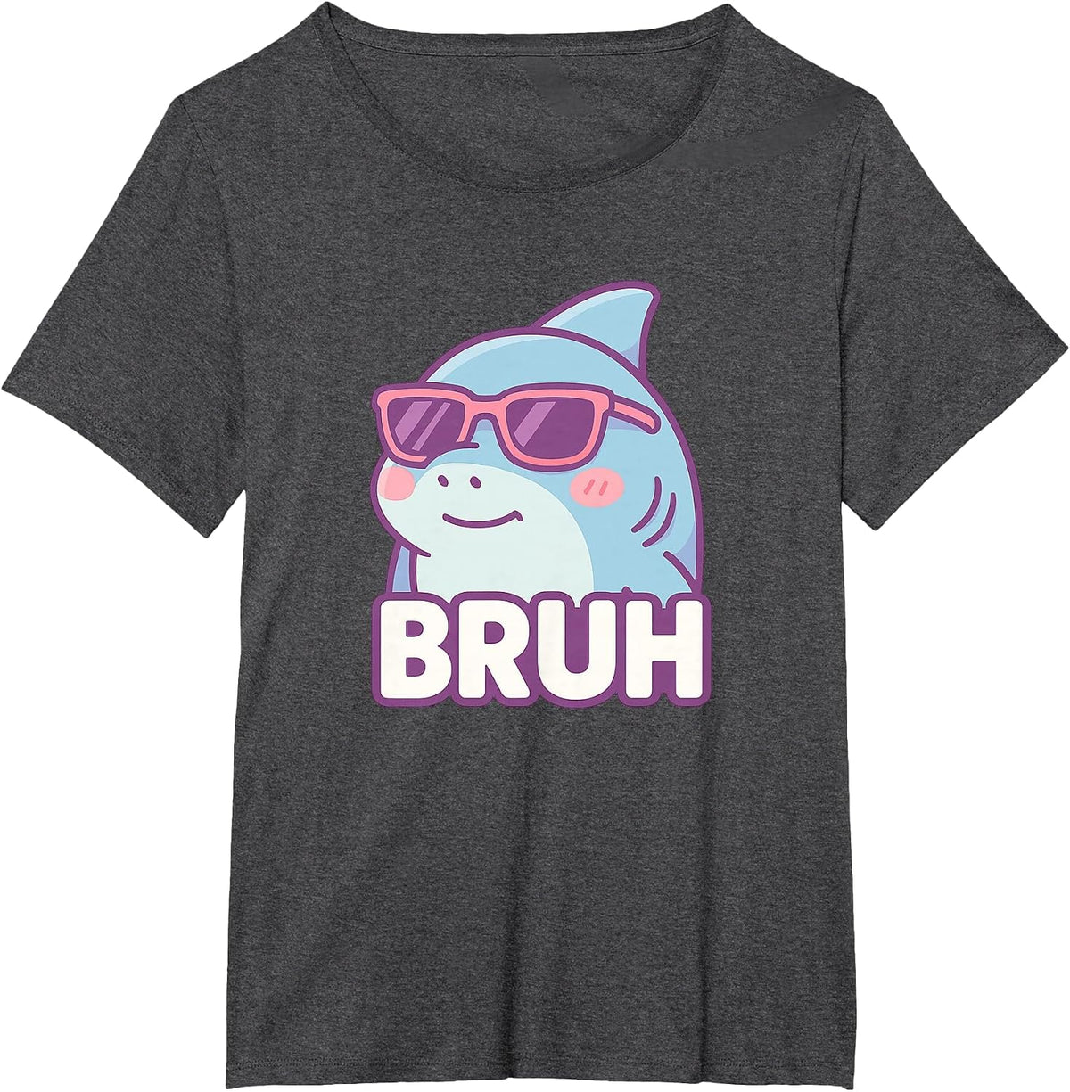 Funny Bruh Joke Bro Shark Lover Ocean Wildlife Humor T-Shirt - Dark Heather Grey