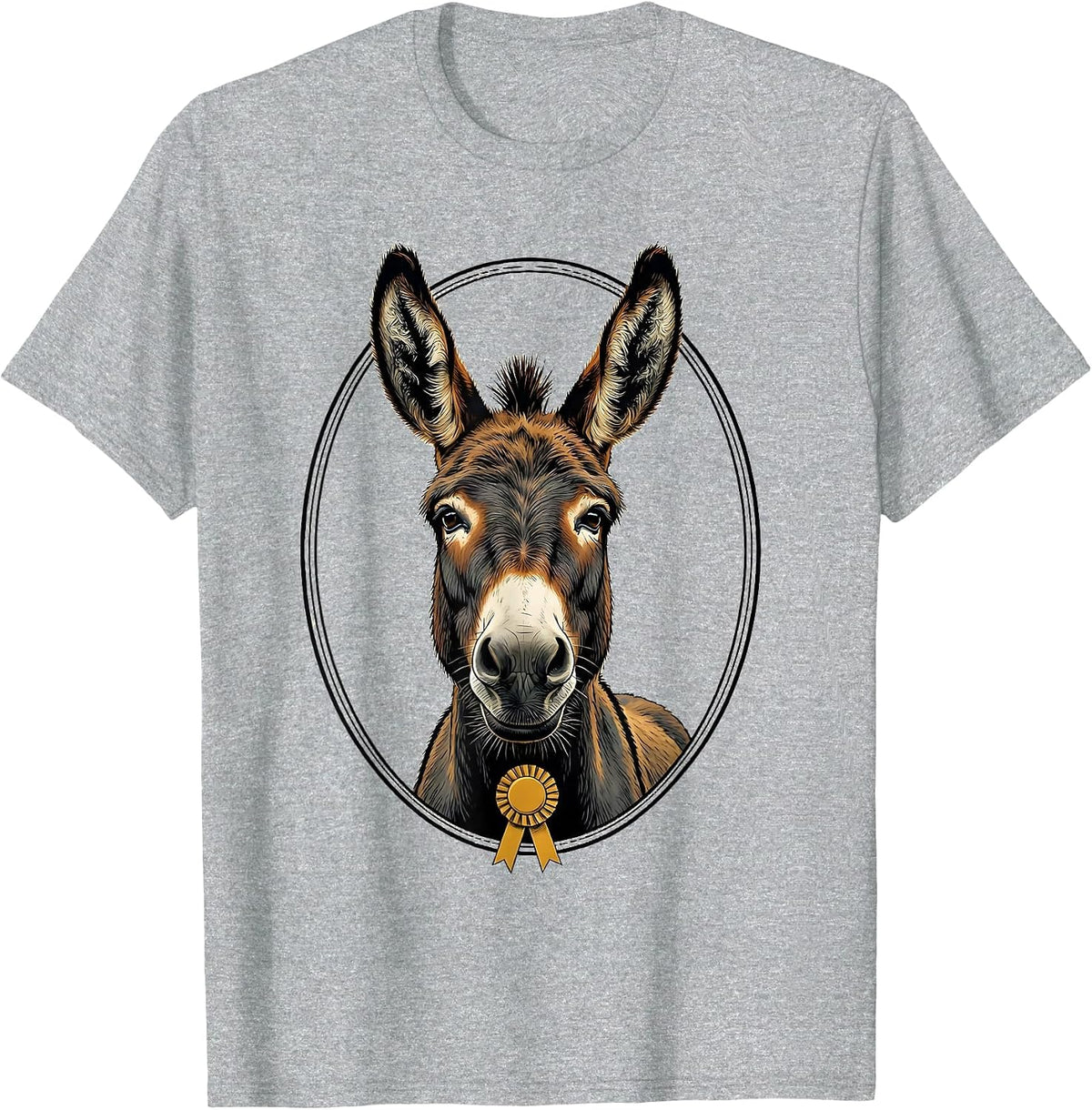 Men's Donkey Portrait Funny Animal Lover Vintage Humor T-Shirt - Heather Grey