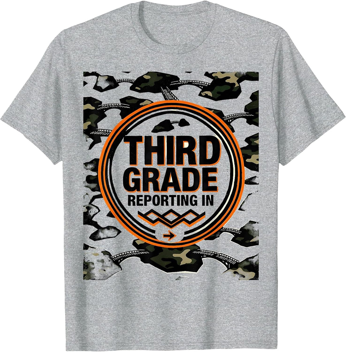 Men's Third Grade Reporting In Camo Back To School Boy T-Shirt - Heather Grey