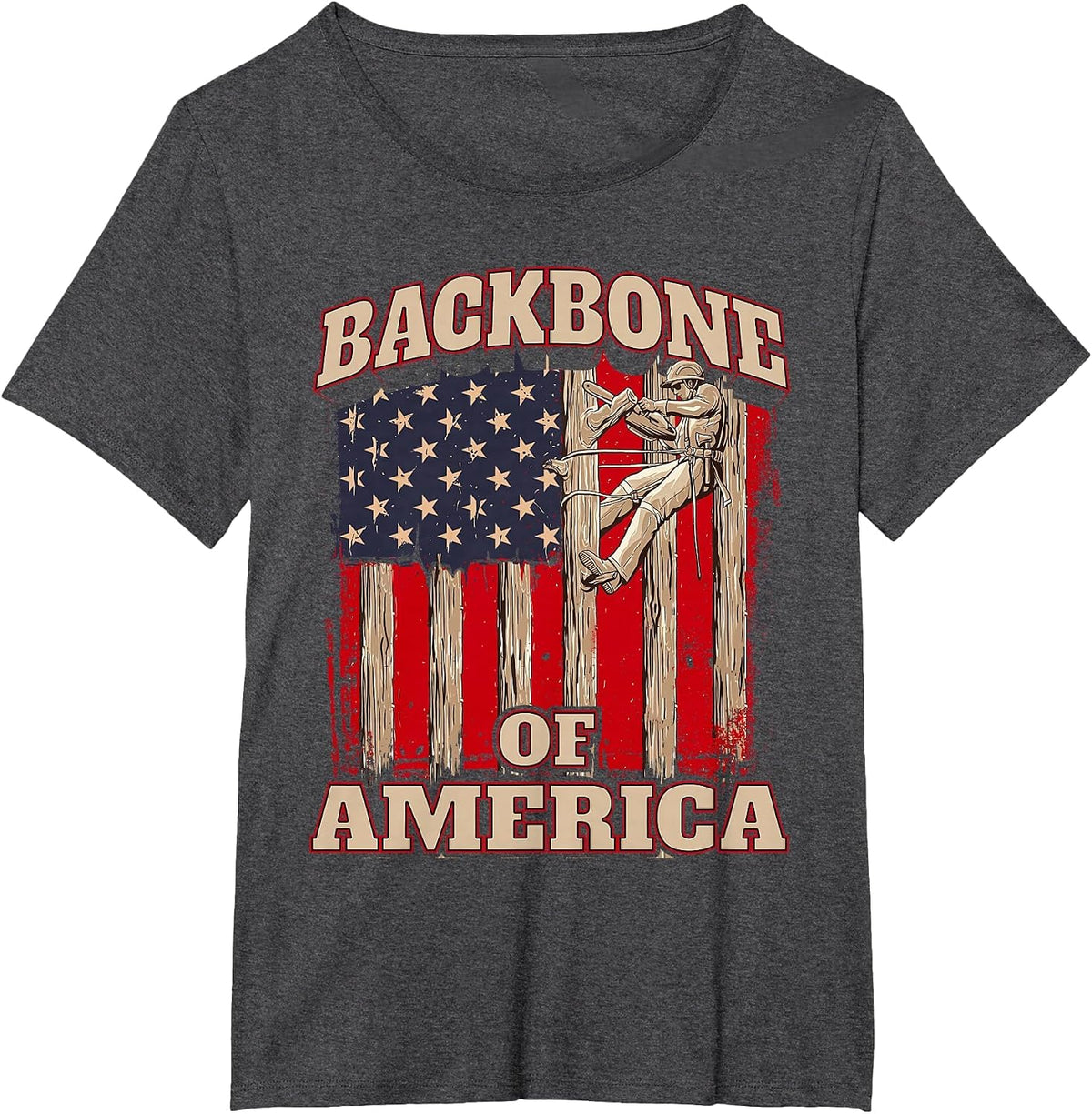 Backbone of America Arborist Tree Surgeon Lumberjack Logger T-Shirt - Dark Heather Grey