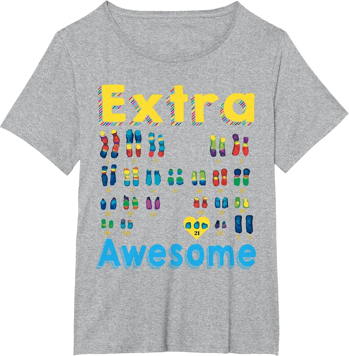 Trisomy 21 XX Extra Chromosome Girl World Down Syndrome Day T-Shirt - Heather Grey