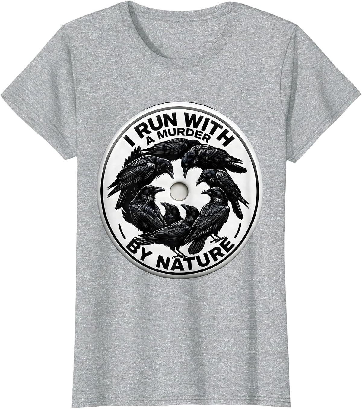 I Run With A Murder By Nature Gothic Raven Silhouette Dark T-Shirt - Heather Grey