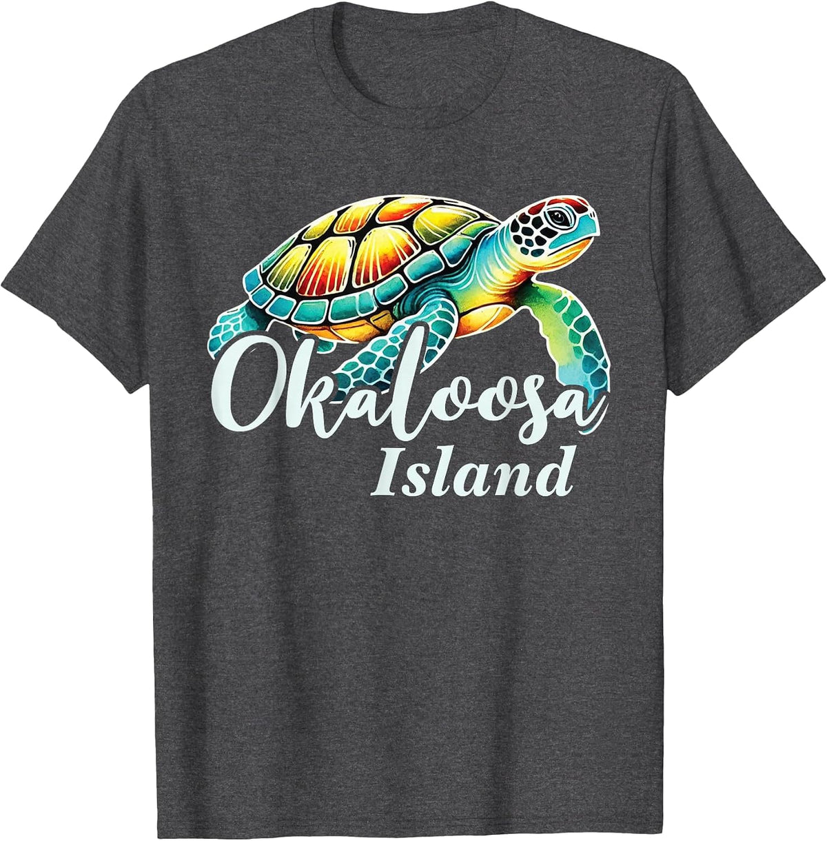 Okaloosa Island Sea Turtle, Okaloosa Island T-Shirt - Dark Heather Grey
