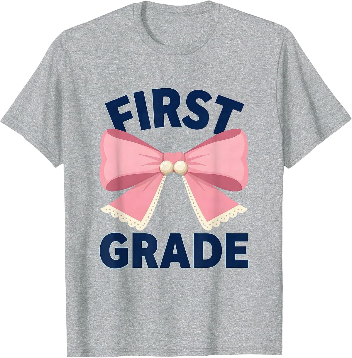 Men's First Grade Coquette Ribbon Teacher Back To School Girls T-Shirt - Heather Grey