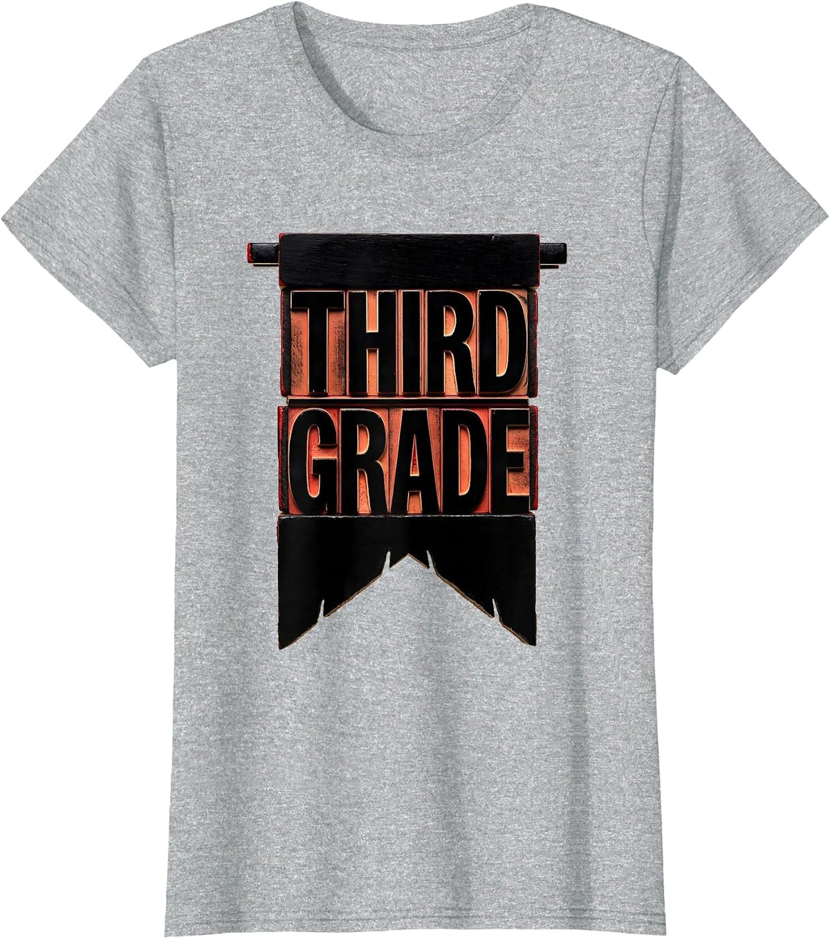 Third Grade Girls Back To School Pennant Flag Third Grade T-Shirt - Heather Grey