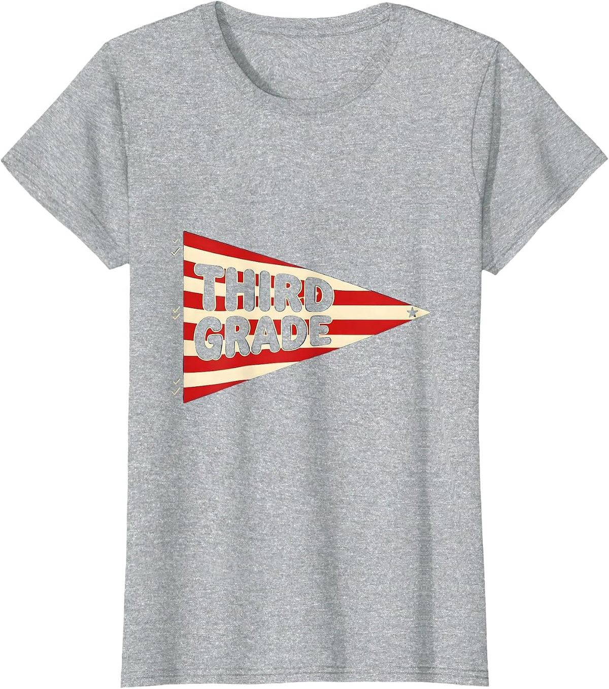 Women's Third Grade Pennant Flag Back to School Third Grade T-Shirt - Heather Grey