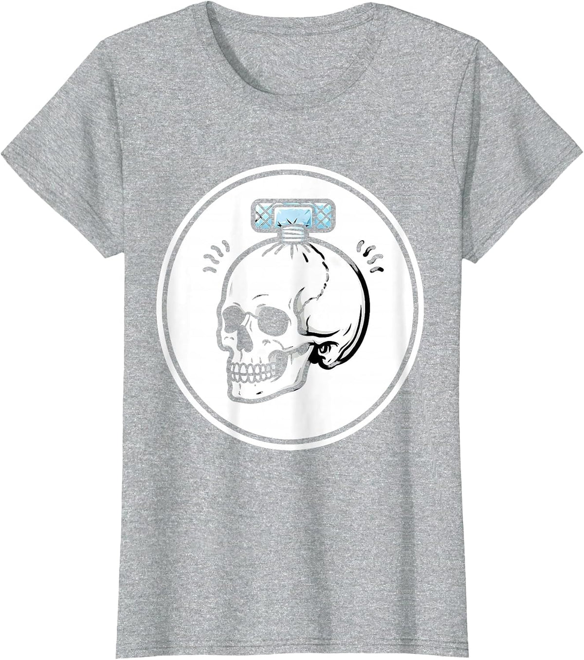 Women's School Nurse Ice Pack Cartoon Graphic T-Shirt - Heather Grey
