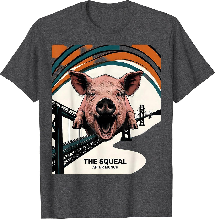 Men's The Squeal — After Munch Artistic Vintage Painting Parody T-Shirt - Dark Heather Grey