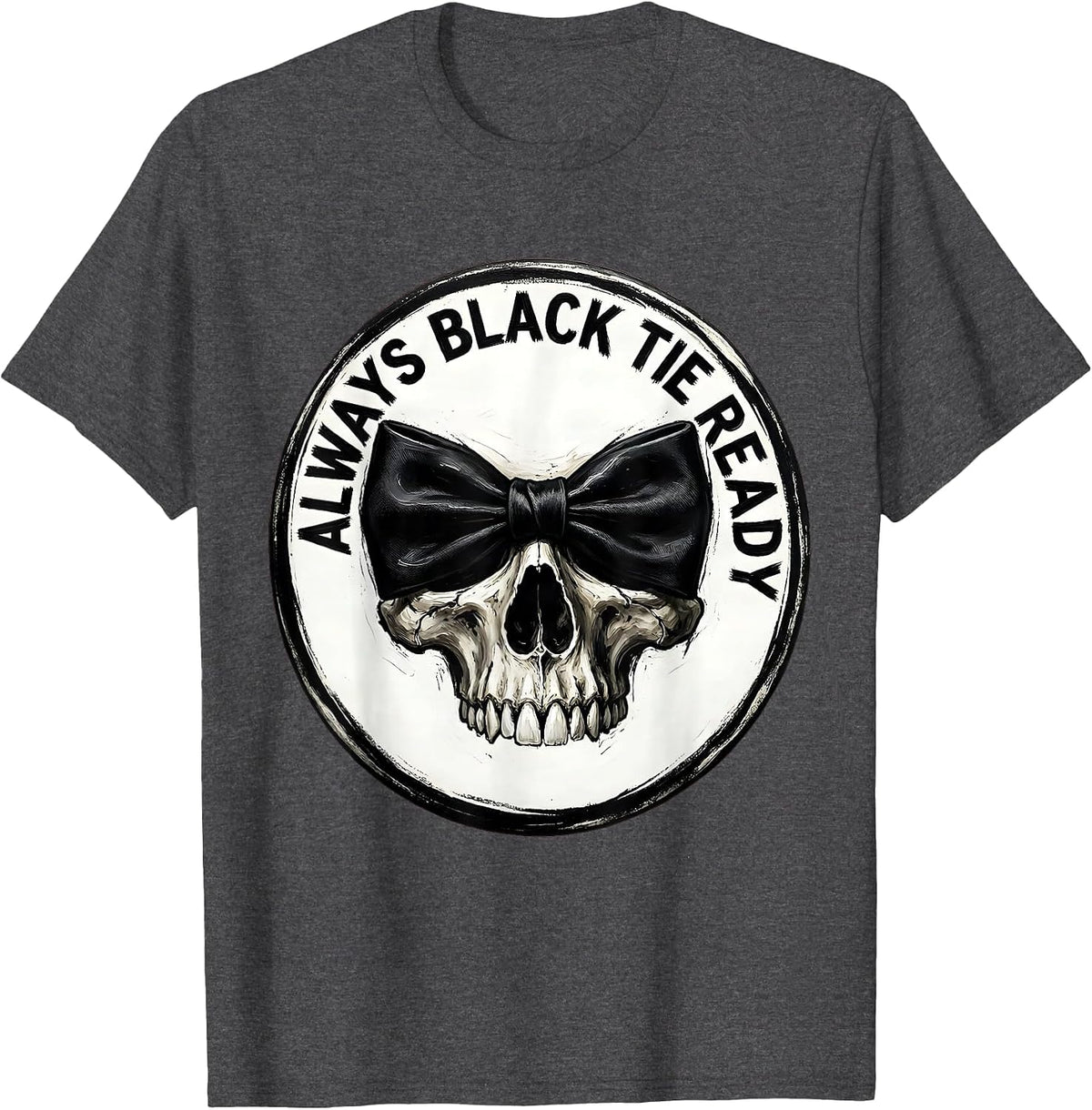 Men's Always Black Tie Ready Tuxedo Graphic Design T-Shirt - Dark Heather Grey