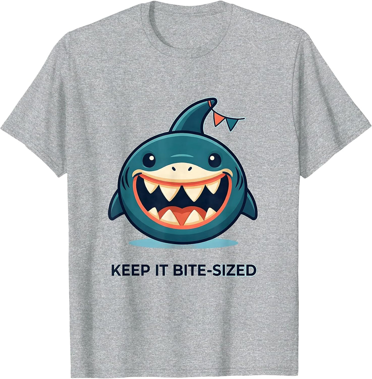 Men's Keep It Bite-Sized Playful Shark Lover Wildlife Ocean Humor T-Shirt - Heather Grey