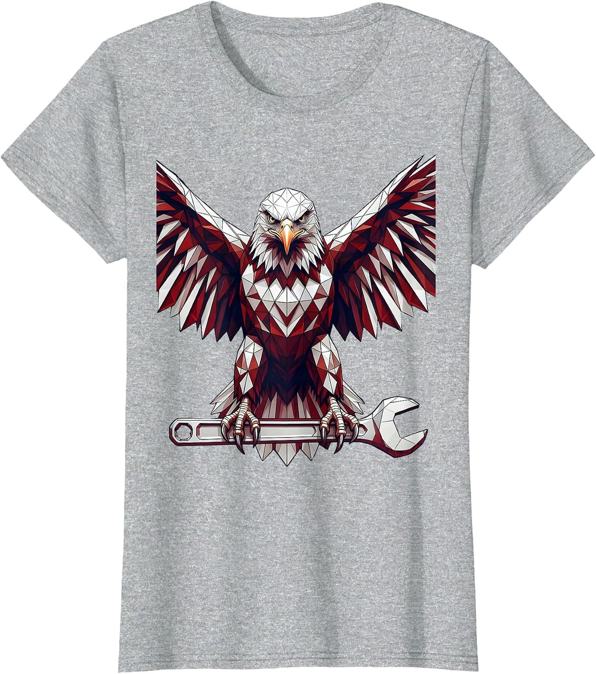 Bald Eagle Perched on Torque Wrench Graphic T-Shirt - Heather Grey