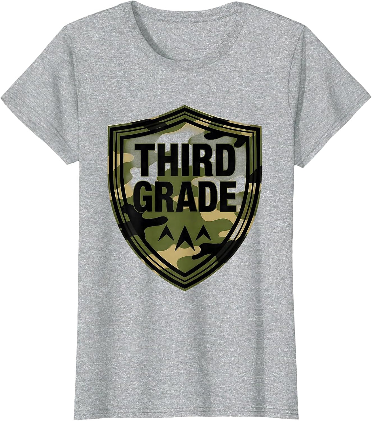 Women's Third Grade Camo Back To School Boys Grade Badge T-Shirt - Heather Grey