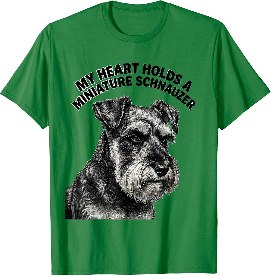 Men's My Heart Holds A Miniature Schnauzer Funny Dog Lover Gift T-Shirt - Kelly Green
