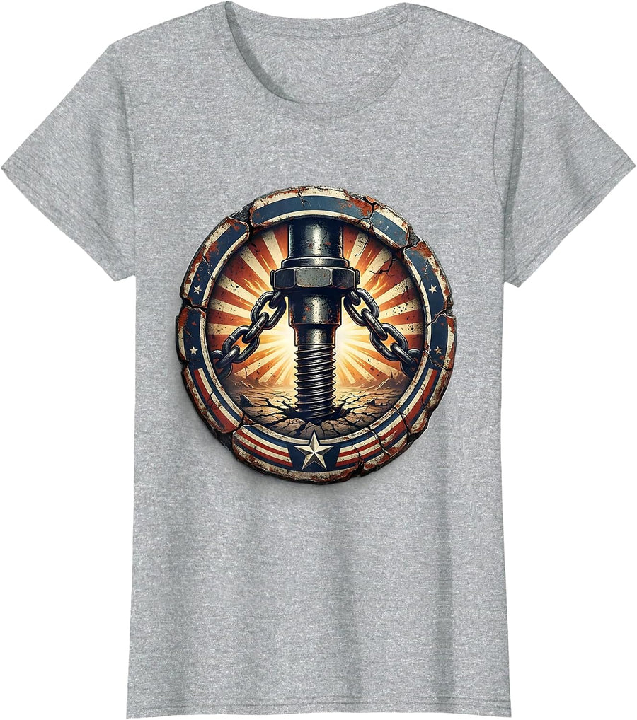 Weathered Badge Oil Rig Worker Patriotic Pride T-Shirt - Heather Grey