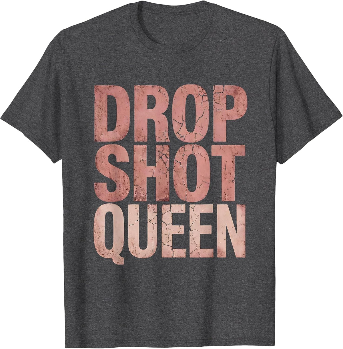Drop Shot Queen Tennis Design T-Shirt - Dark Heather Grey